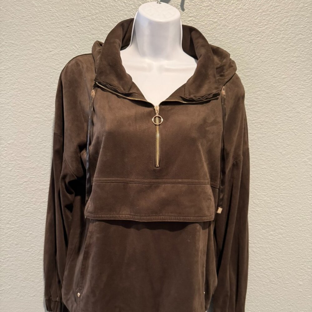 Zara Faux Suede Jacket with Hood - Size XS
